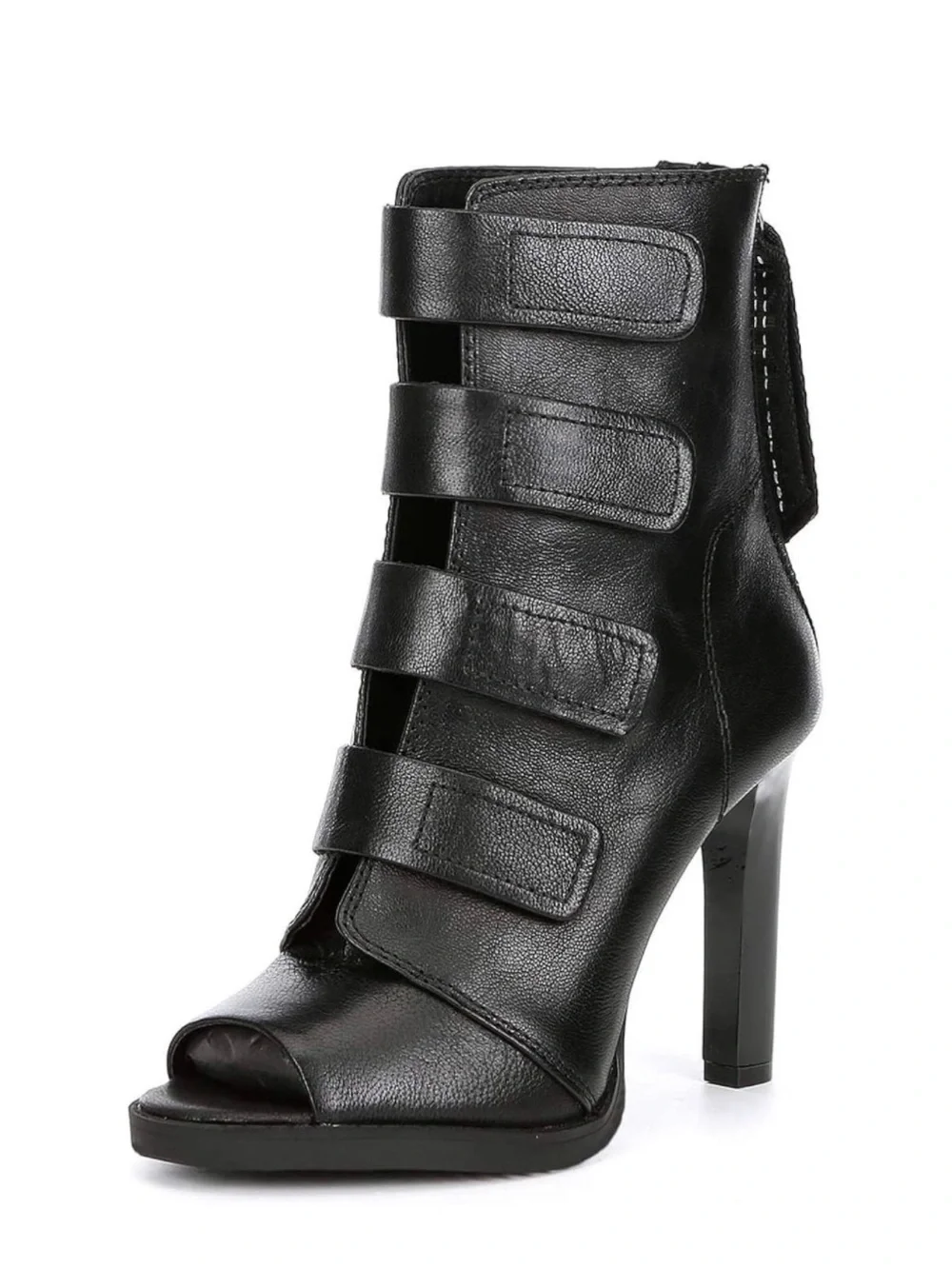 DKNY Black Leather Peep Toe Strappy Booties/Shoes Size 8.5M